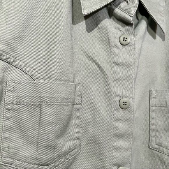 Jenny Buchanan olive green denim button down top jacket ▪️ NWT ▪️ medium petite - Picture 2 of 4